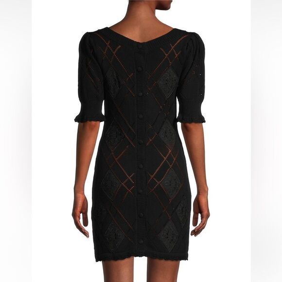 NWT LoveShackFancy KATARA KNIT BLACK MINI DRESS Large - Picture 5 of 16